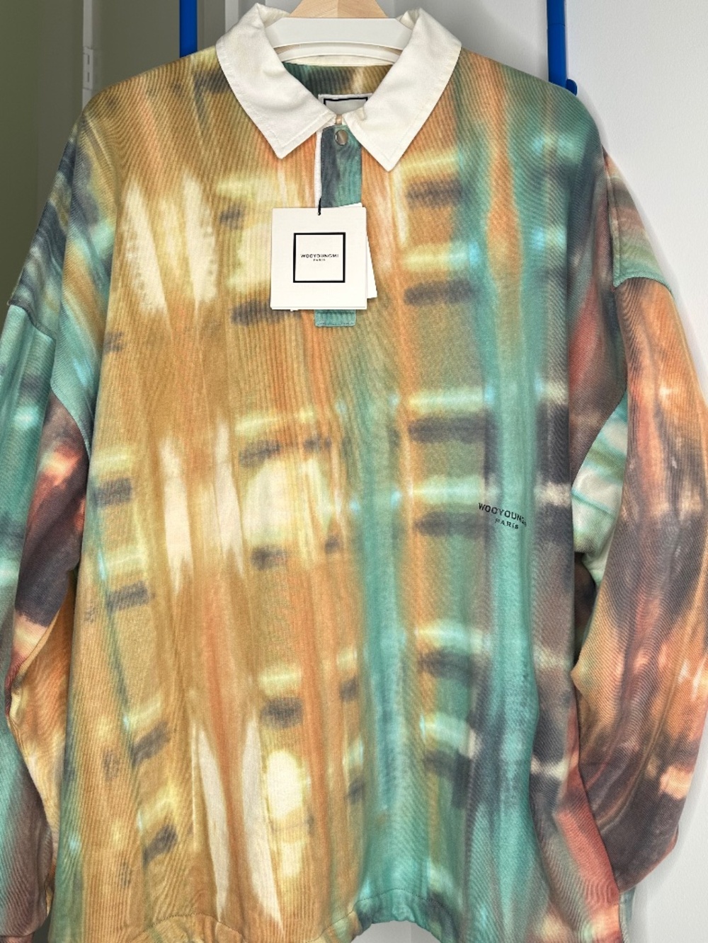 WOOYOUNGMI Green Multicolor Tie Dye Polo